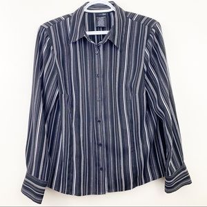 East 5th Vertical Stripe Shimmer Button Up